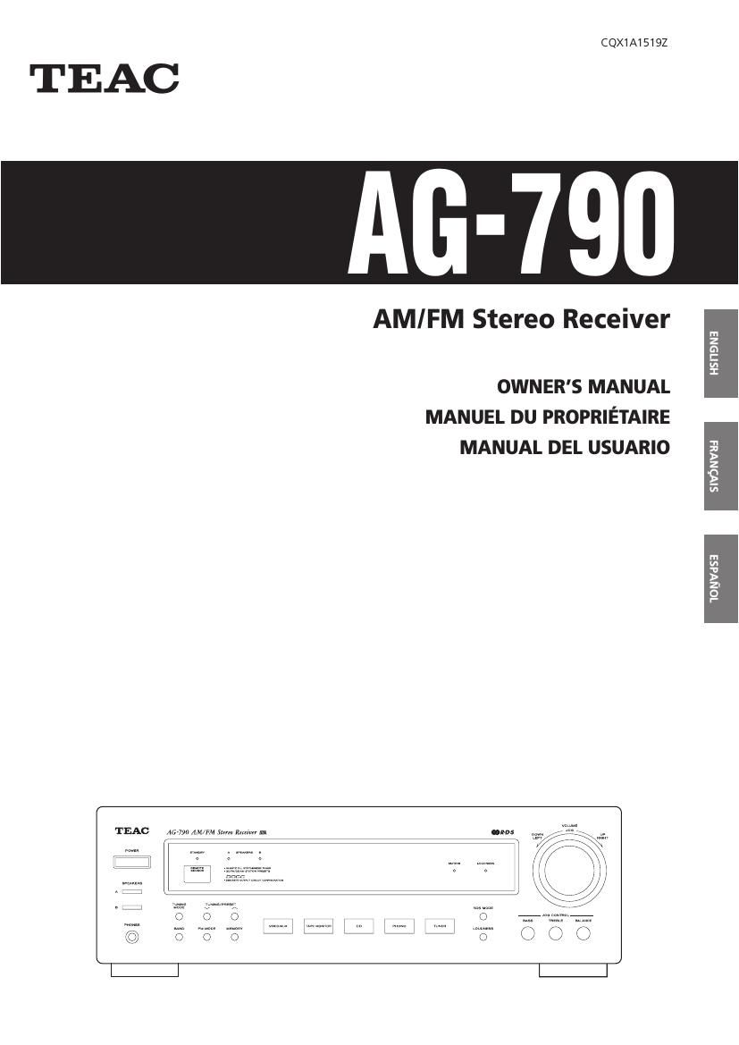 Teac AG 790 Owners Manual