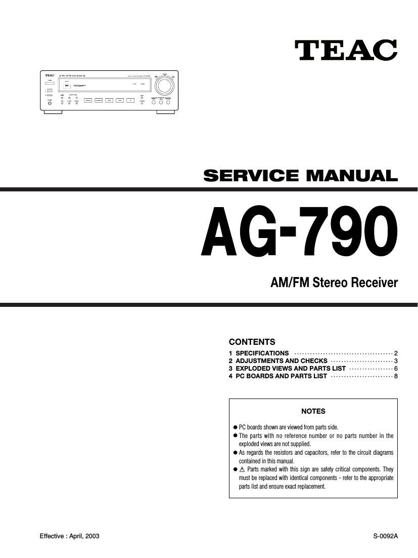 Teac AG 790 Service Manual