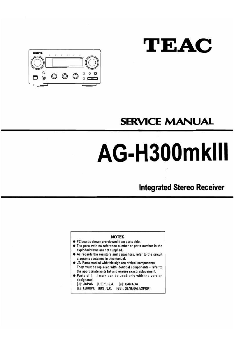 Teac AG H300 Mk3 Service Manual