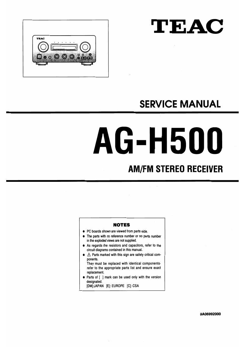 Teac AG H500 Service Manual
