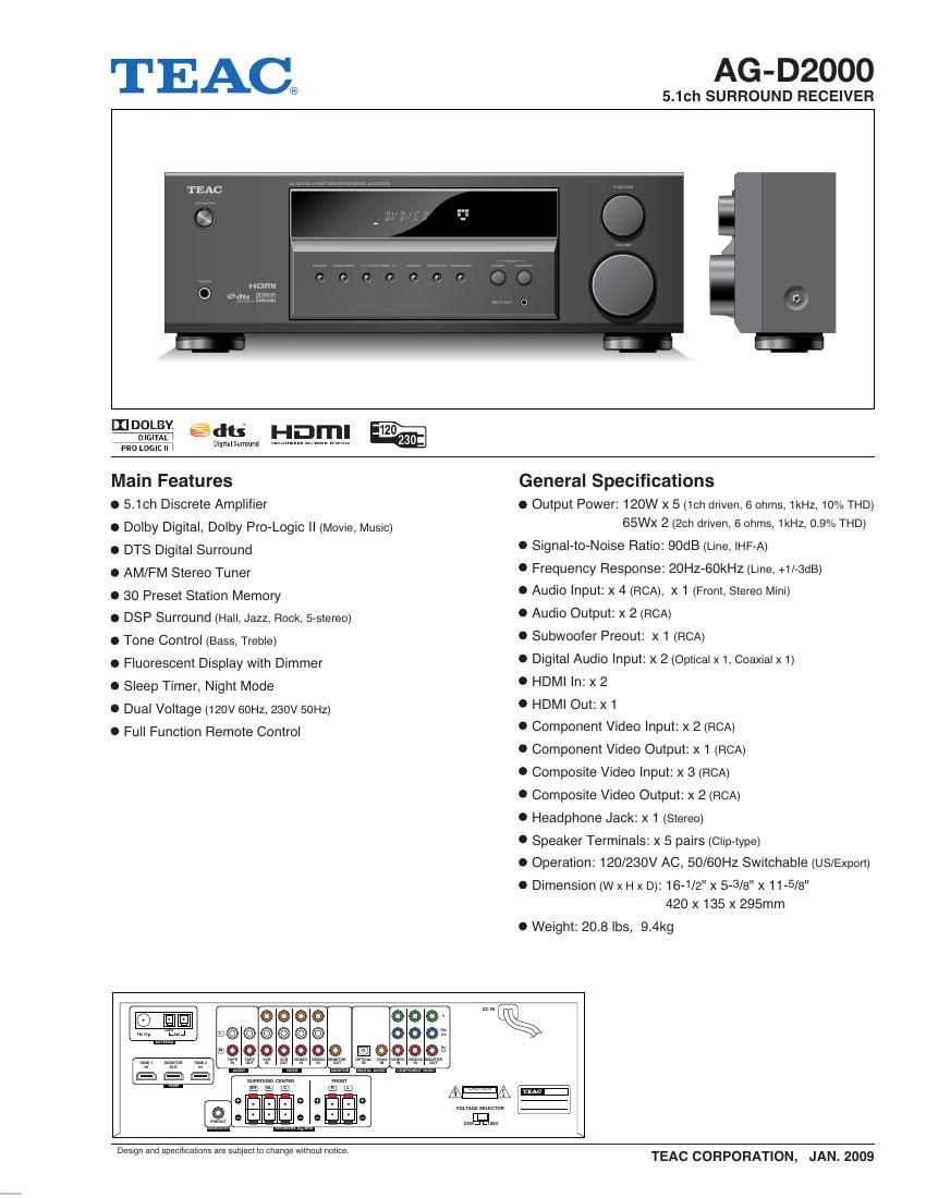 Teac AGD 2000 Brochure