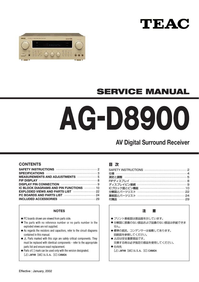 Teac AGD 8900 Service Manual