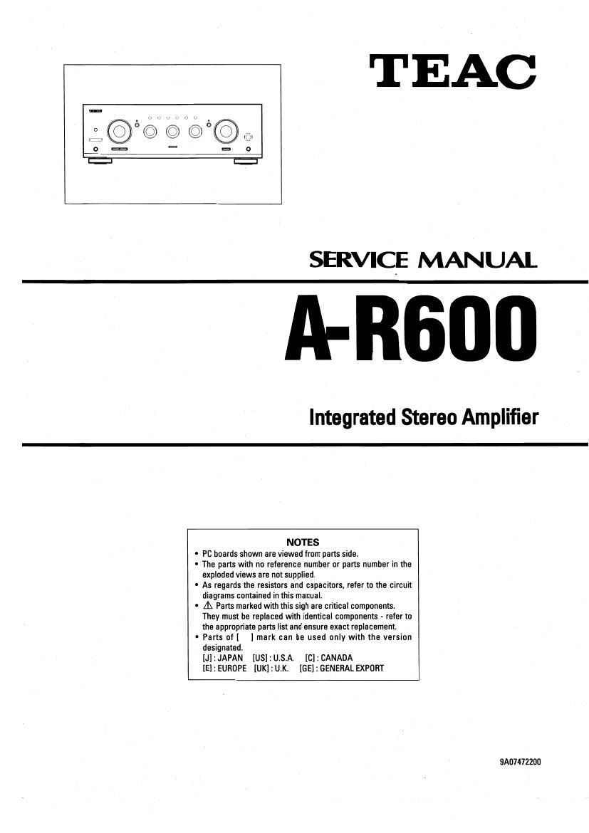 Teac AR 600 Service Manual