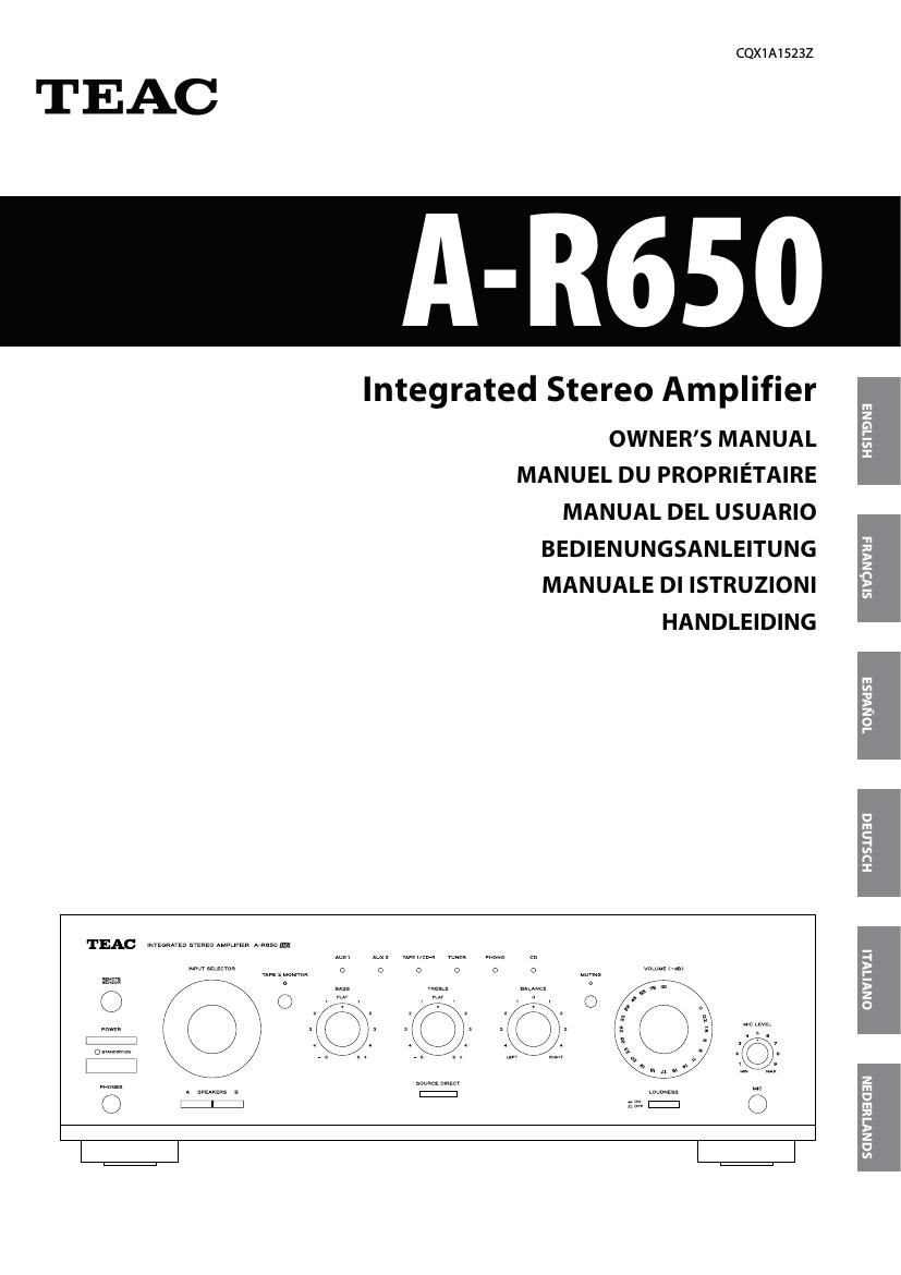 Teac AR 630 Owners Manual