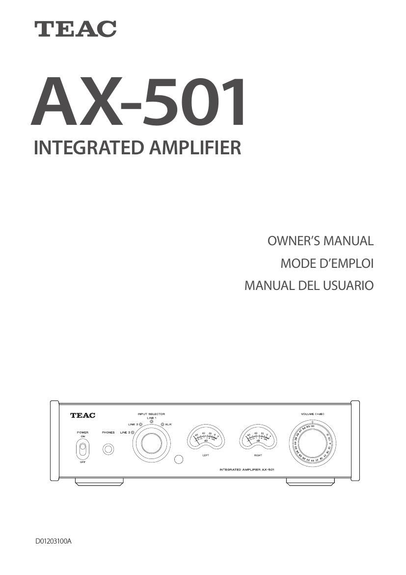 Teac AX 501 Owners Manual