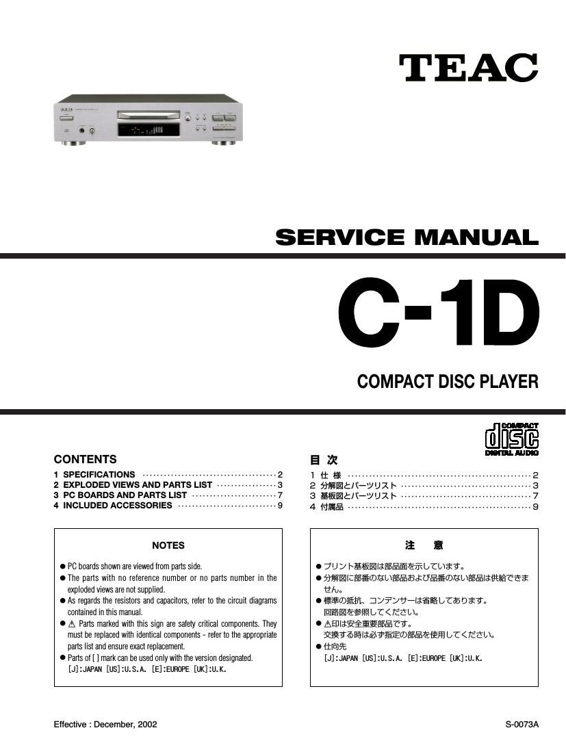 Teac C 1 D Service Manual