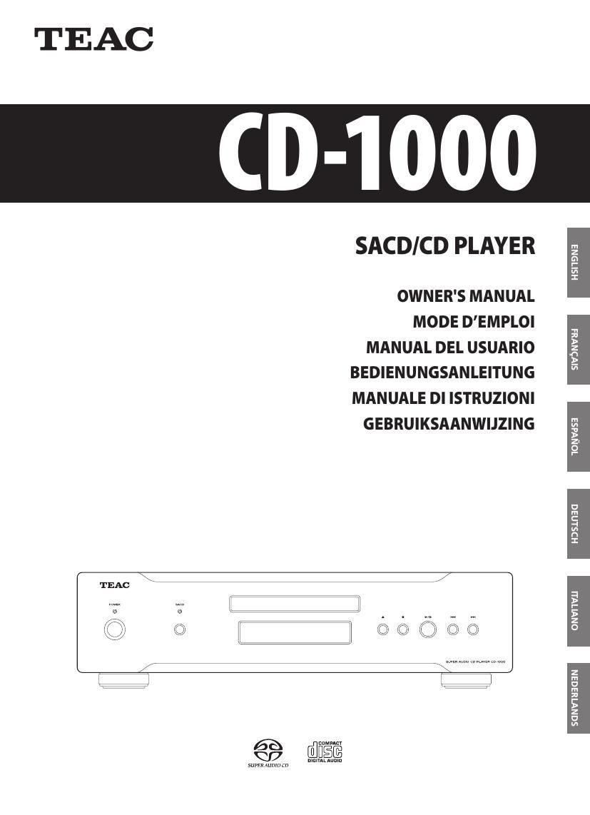Teac CD 1000 Owners Manual
