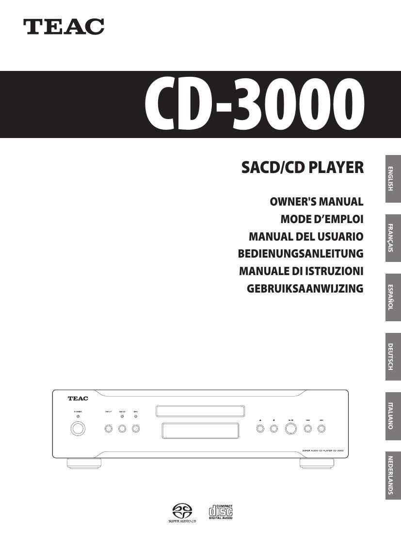 Teac CD 3000 Owners Manual