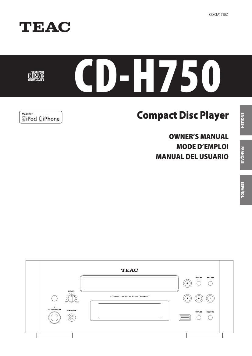 Teac CD H750 Owners Manual