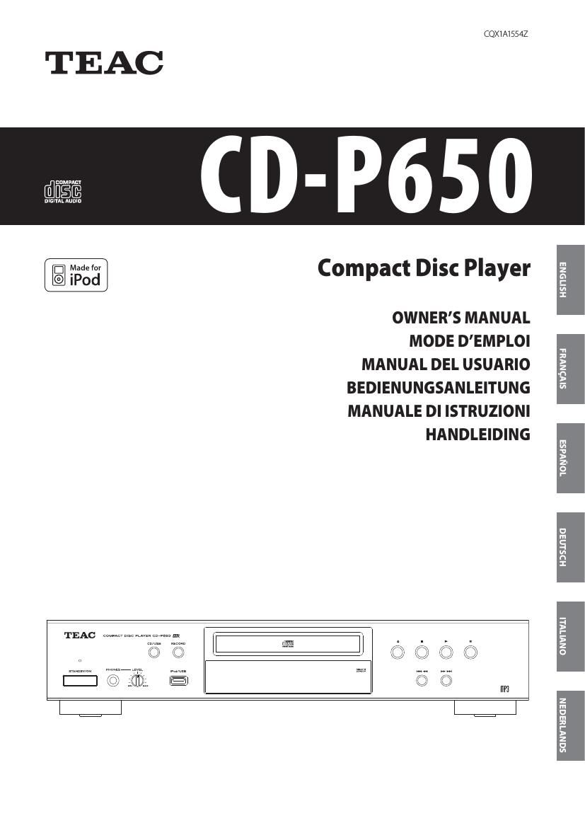Teac CD P650 Owners Manual