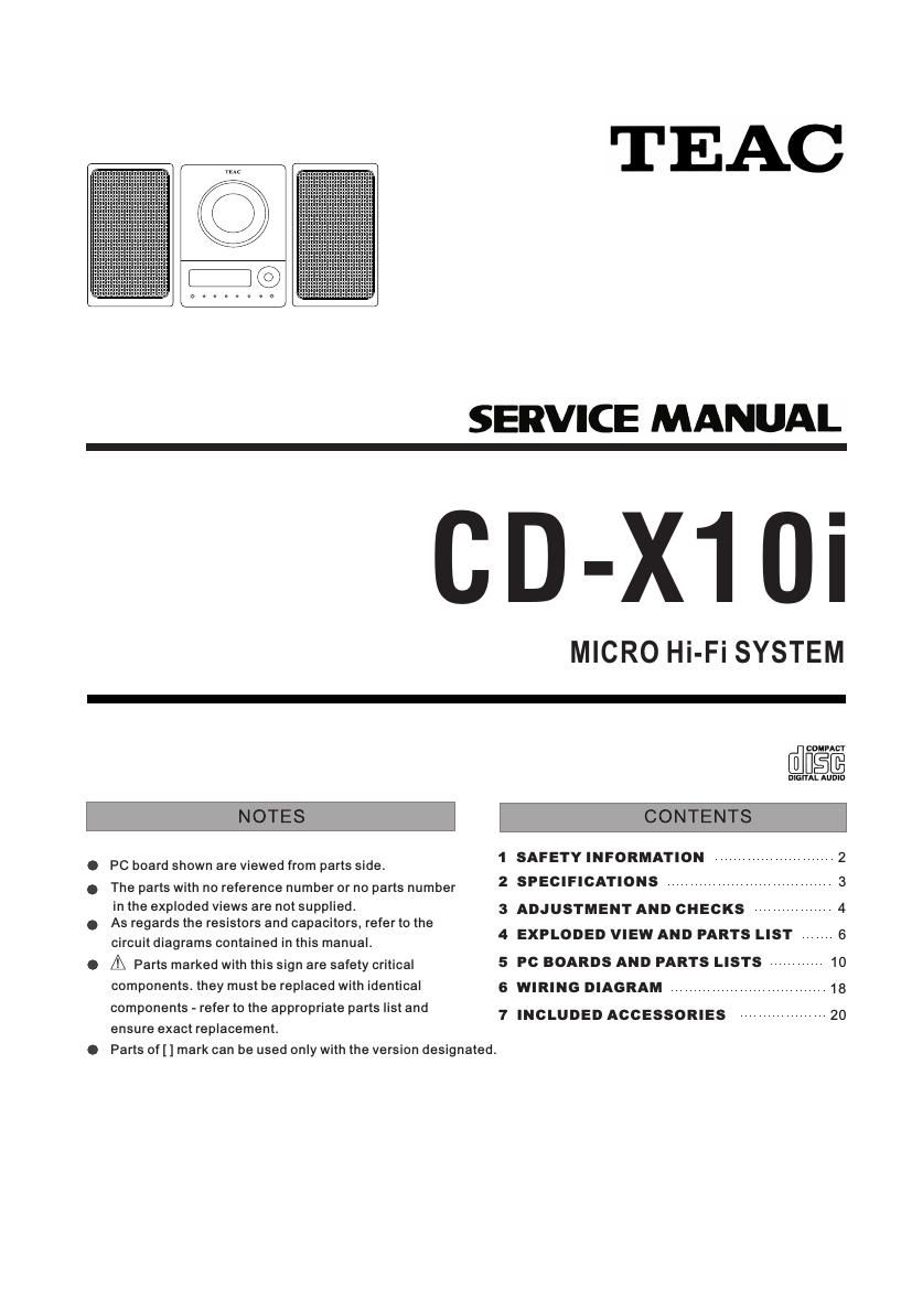 Teac CD X10i Service Manual