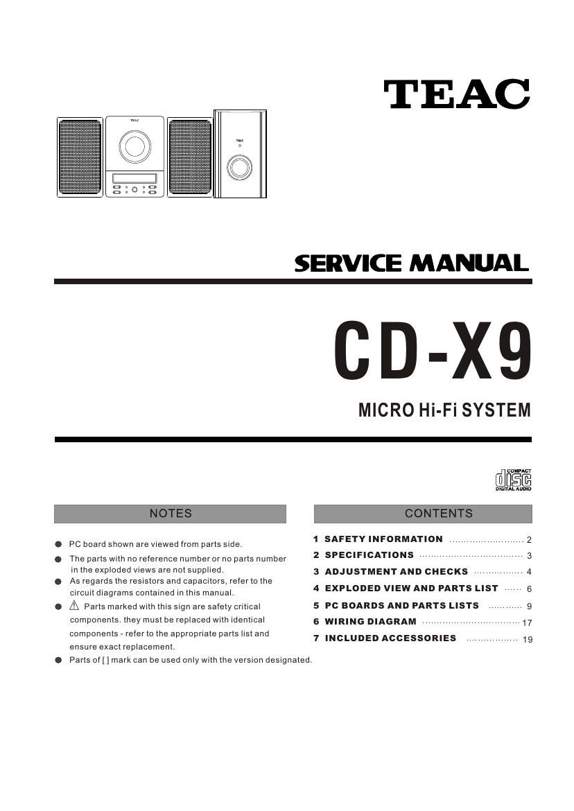 Teac CD X9 Service Manual