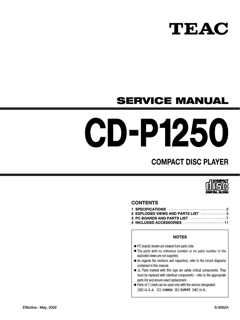Teac CDP 1250 Service Manual