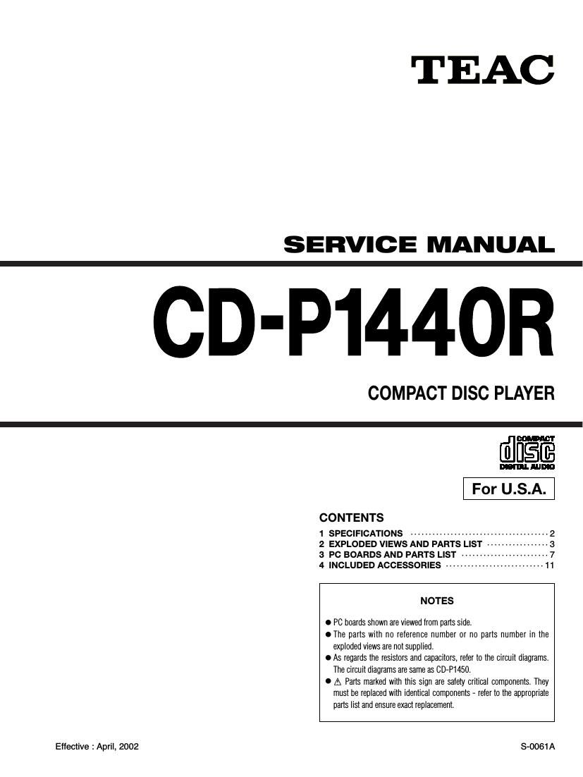 Teac CDP 1440 R Service Manual