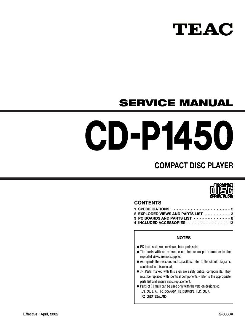 Teac CDP 1450 Service Manual