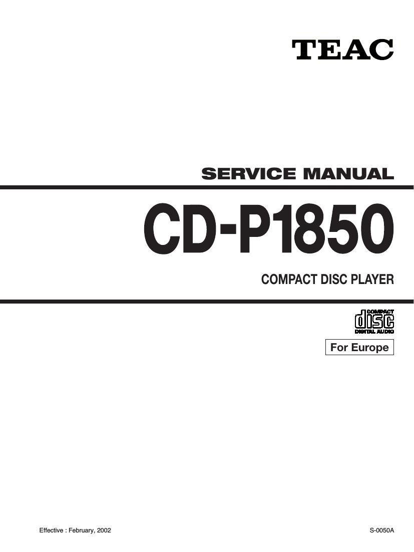 Teac CDP 1850 Service Manual
