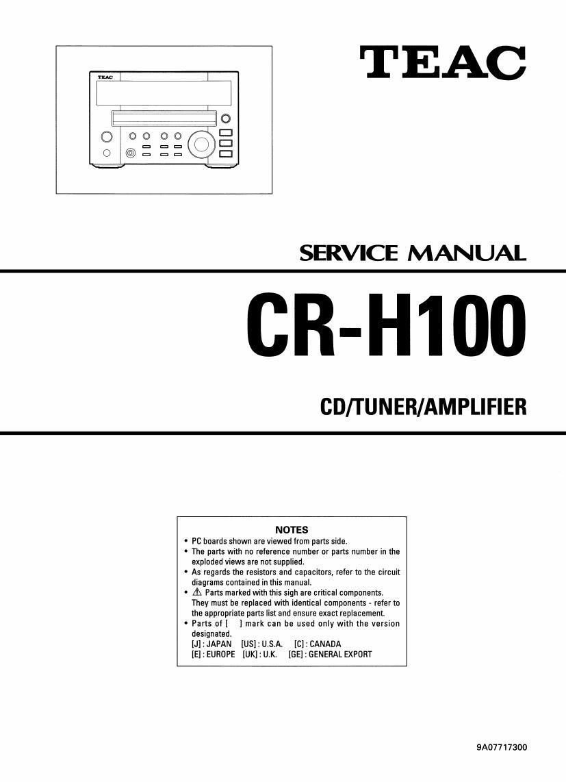 Teac CR H100 Service Manual