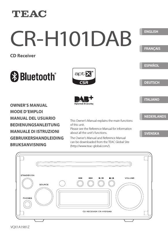 Teac CR H101 DAB Owners Manual