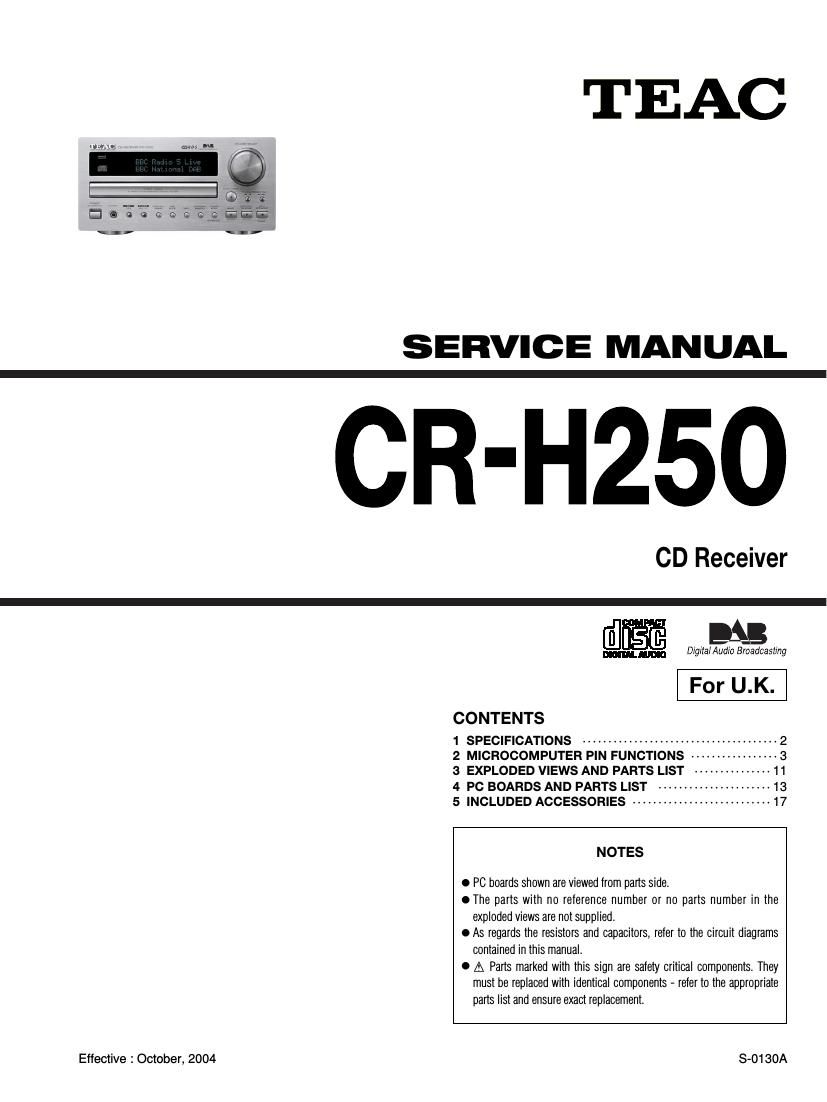 Teac CR H250 Service Manual