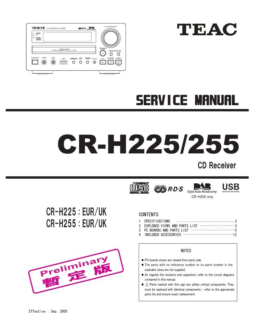 Teac CR H255 Service Manual