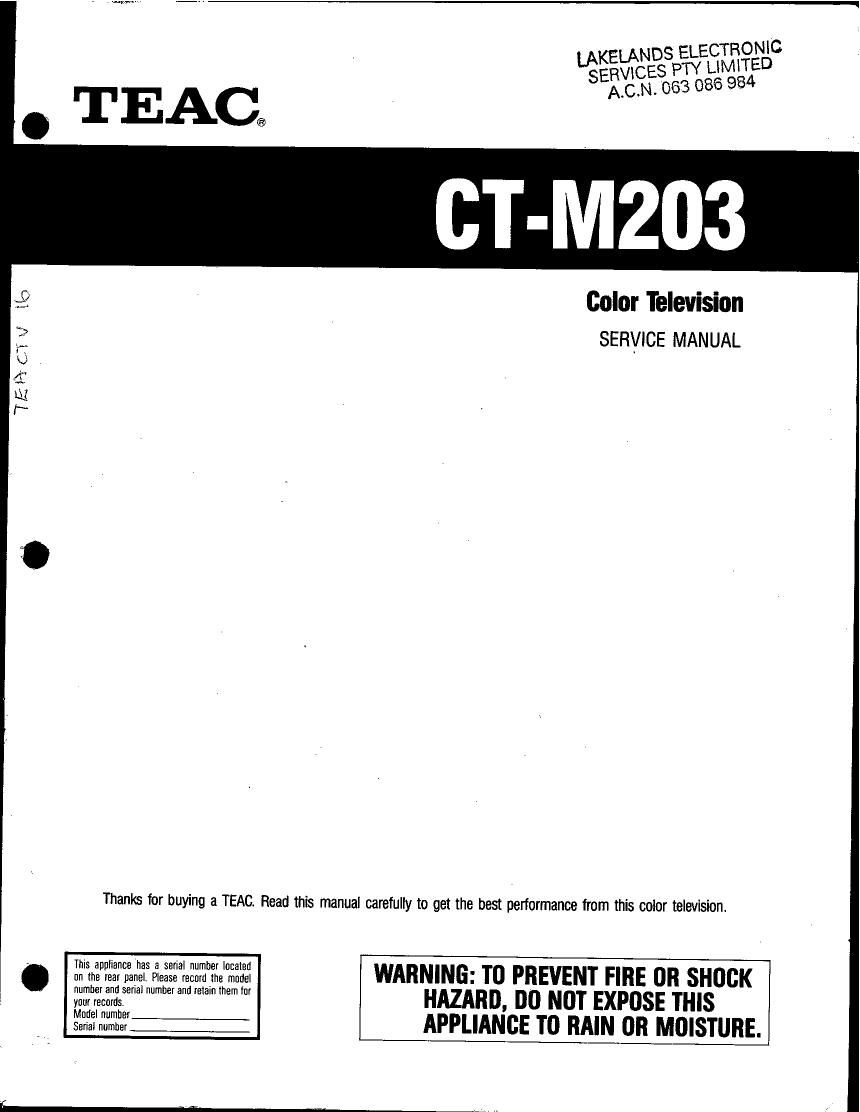 Teac CT M203 Service Manual