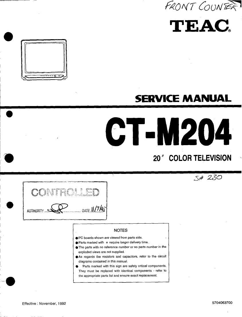 Teac CT M204 Service Manual