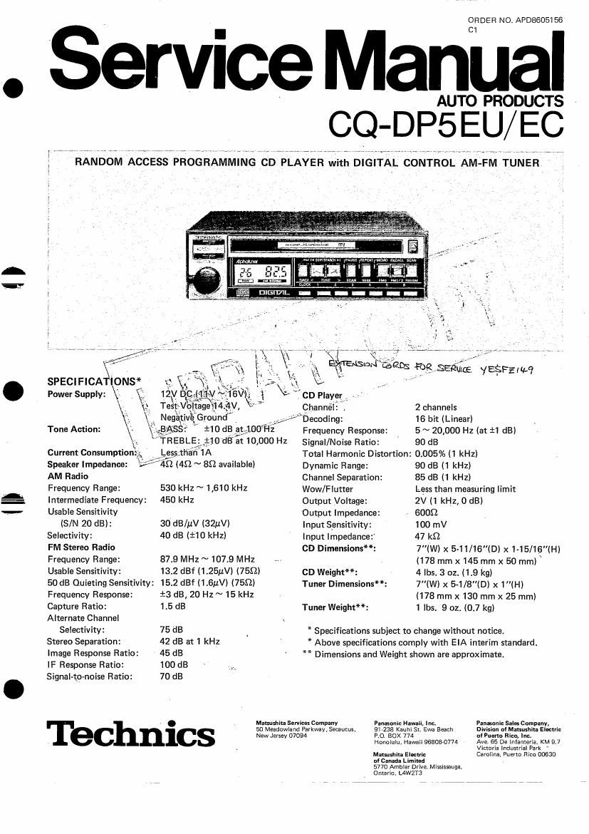 Technics CQDP 5 EU Service Manual