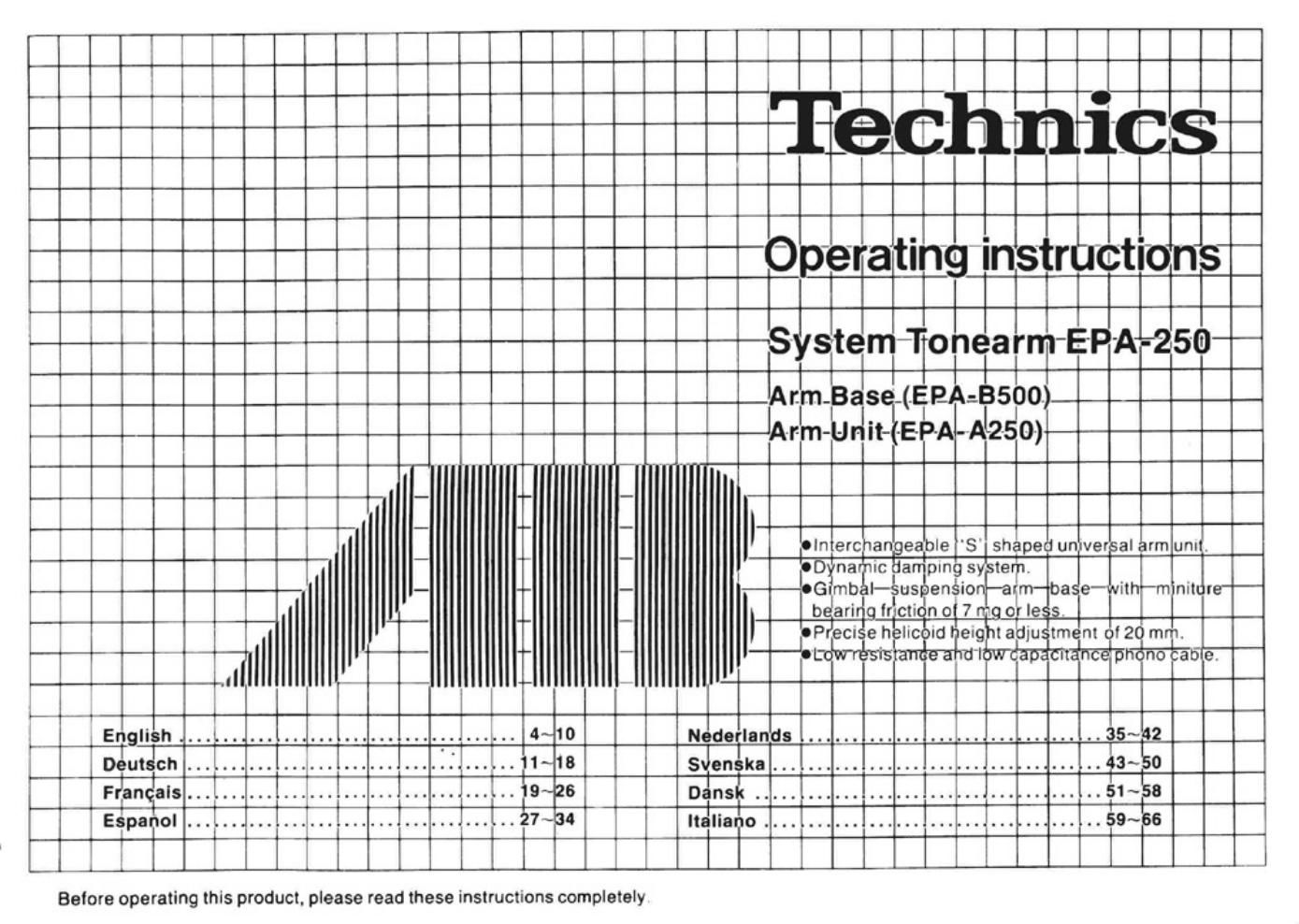 Technics EPA 250 Owners Manual