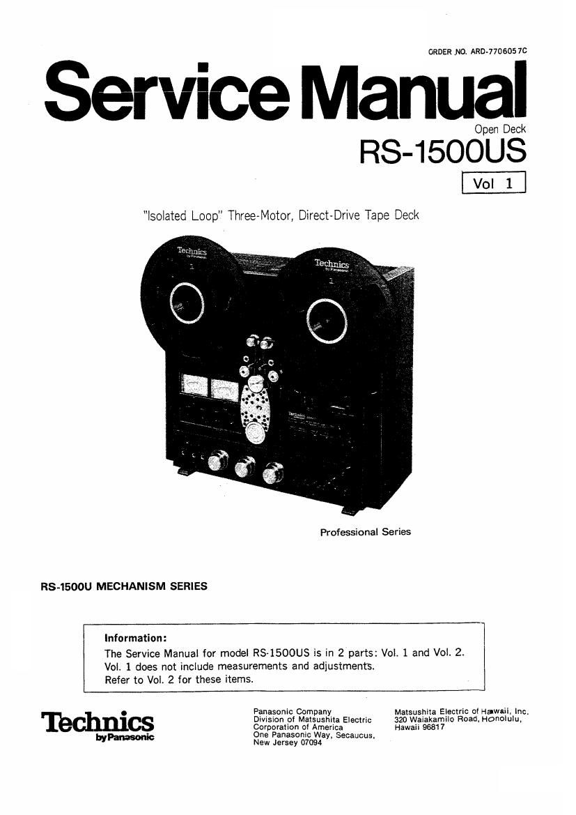 Technics RS 1500 US Service Manual