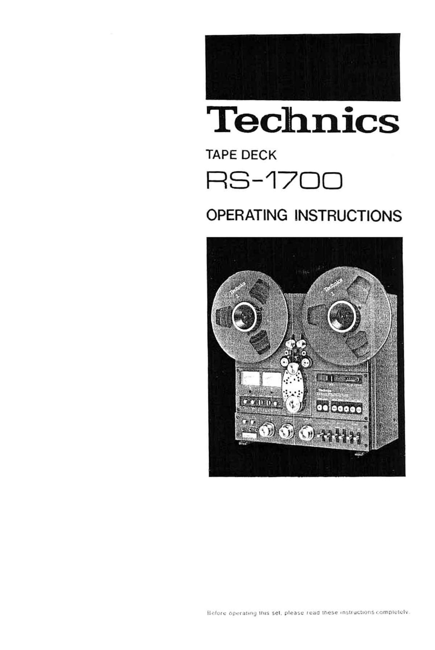 Technics RS 1700 Owners Manual