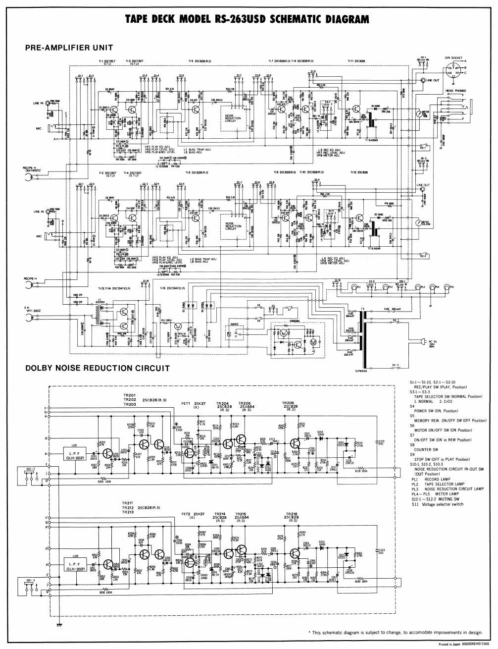 Technics RS 263 USD Schematics