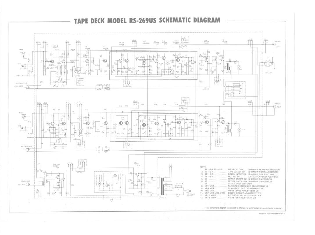 Technics RS 269 US Schematics
