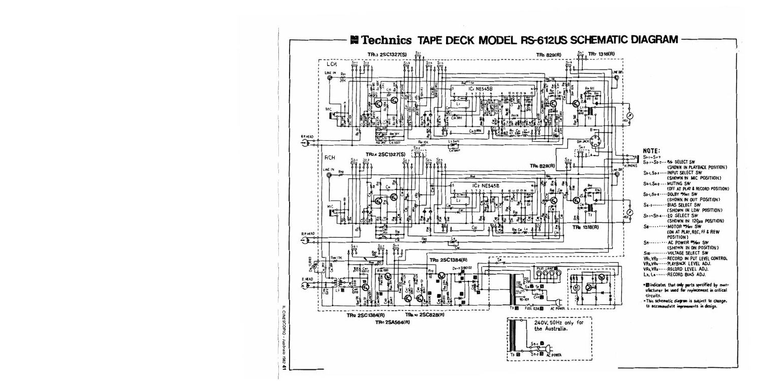 Technics RS 612 US Schematics