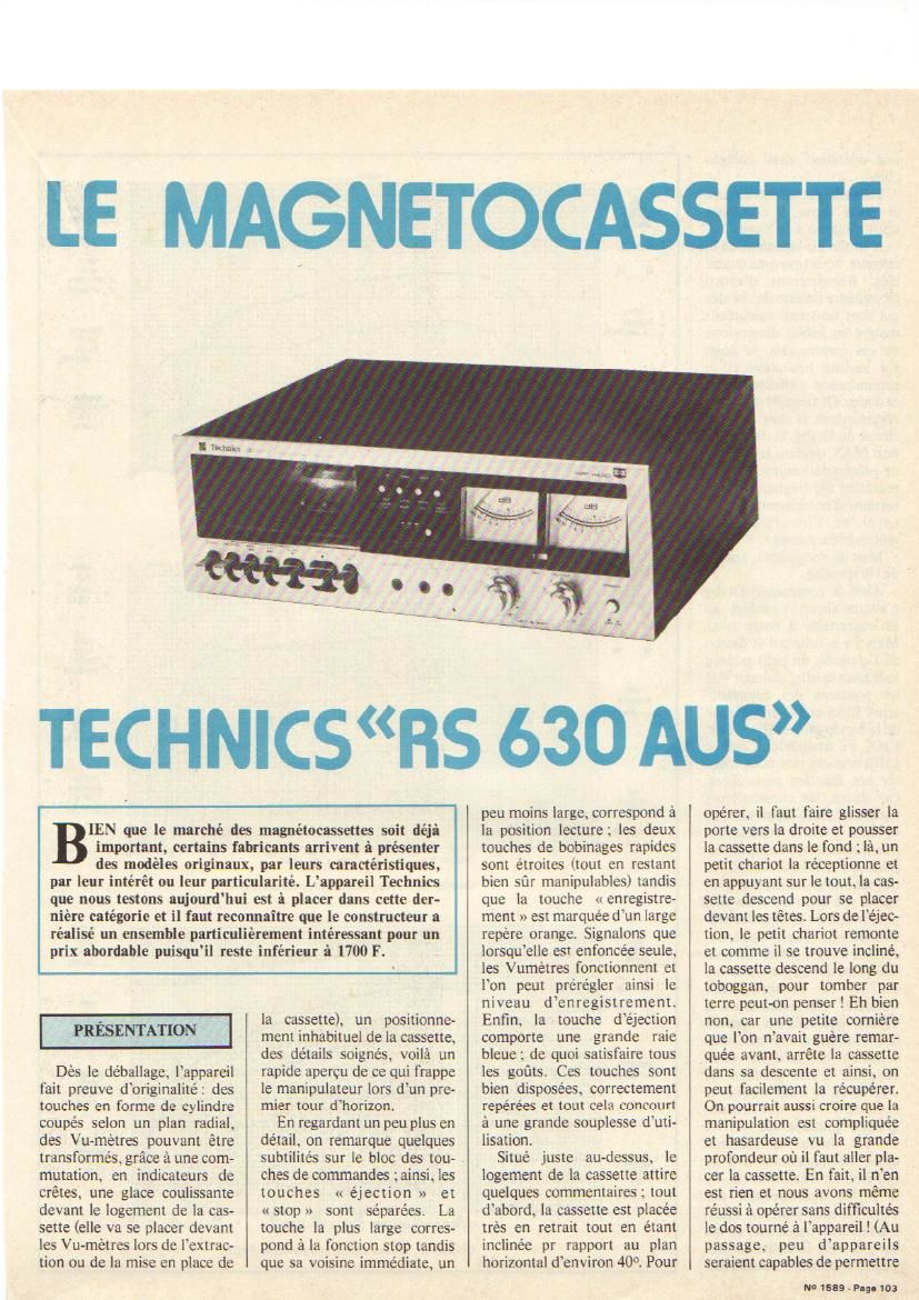 Technics RS 630 AUS Test