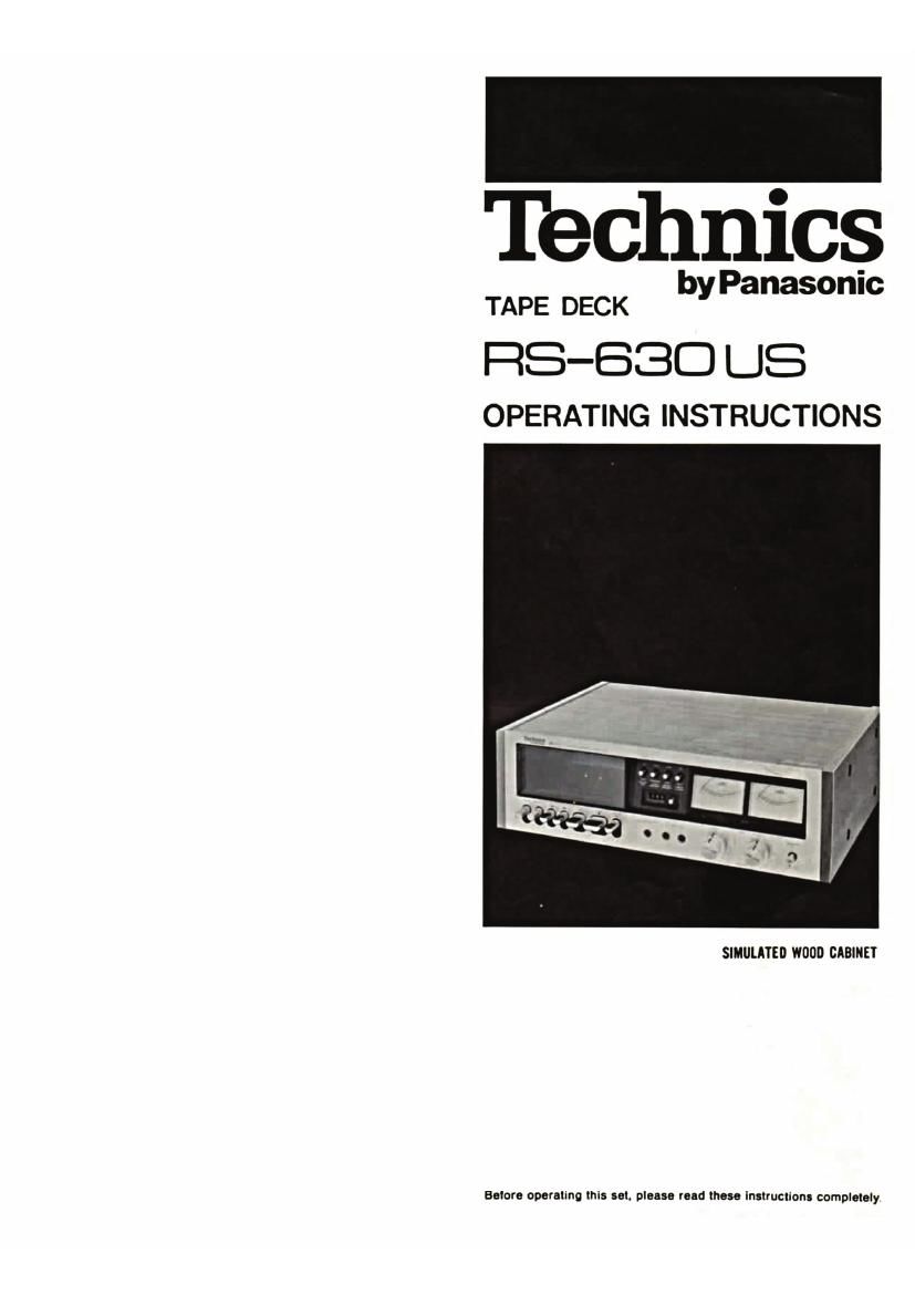 Technics RS 630US Owners Manual