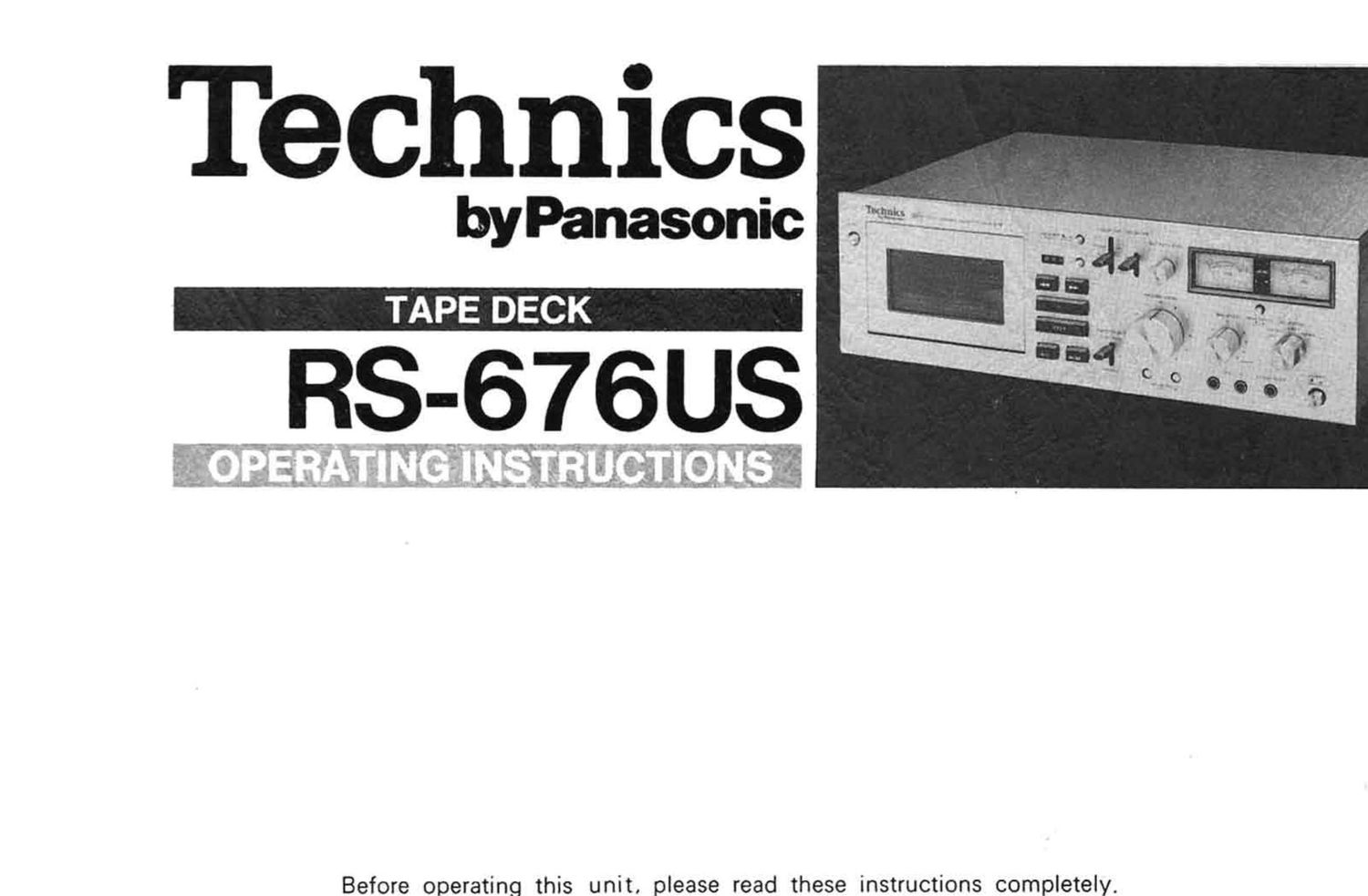 Technics RS 676 US Owners Manual