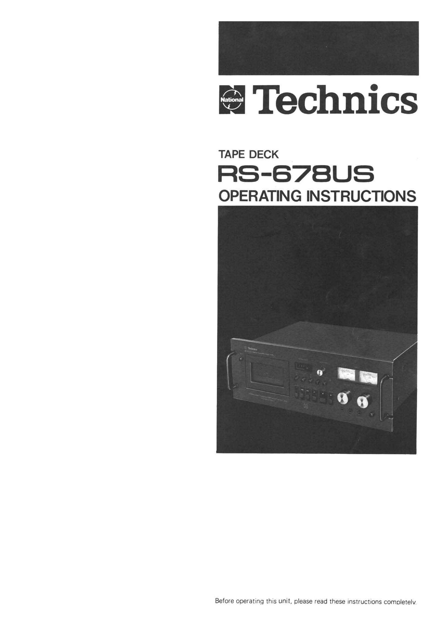 Technics RS 678 US Owners Manual
