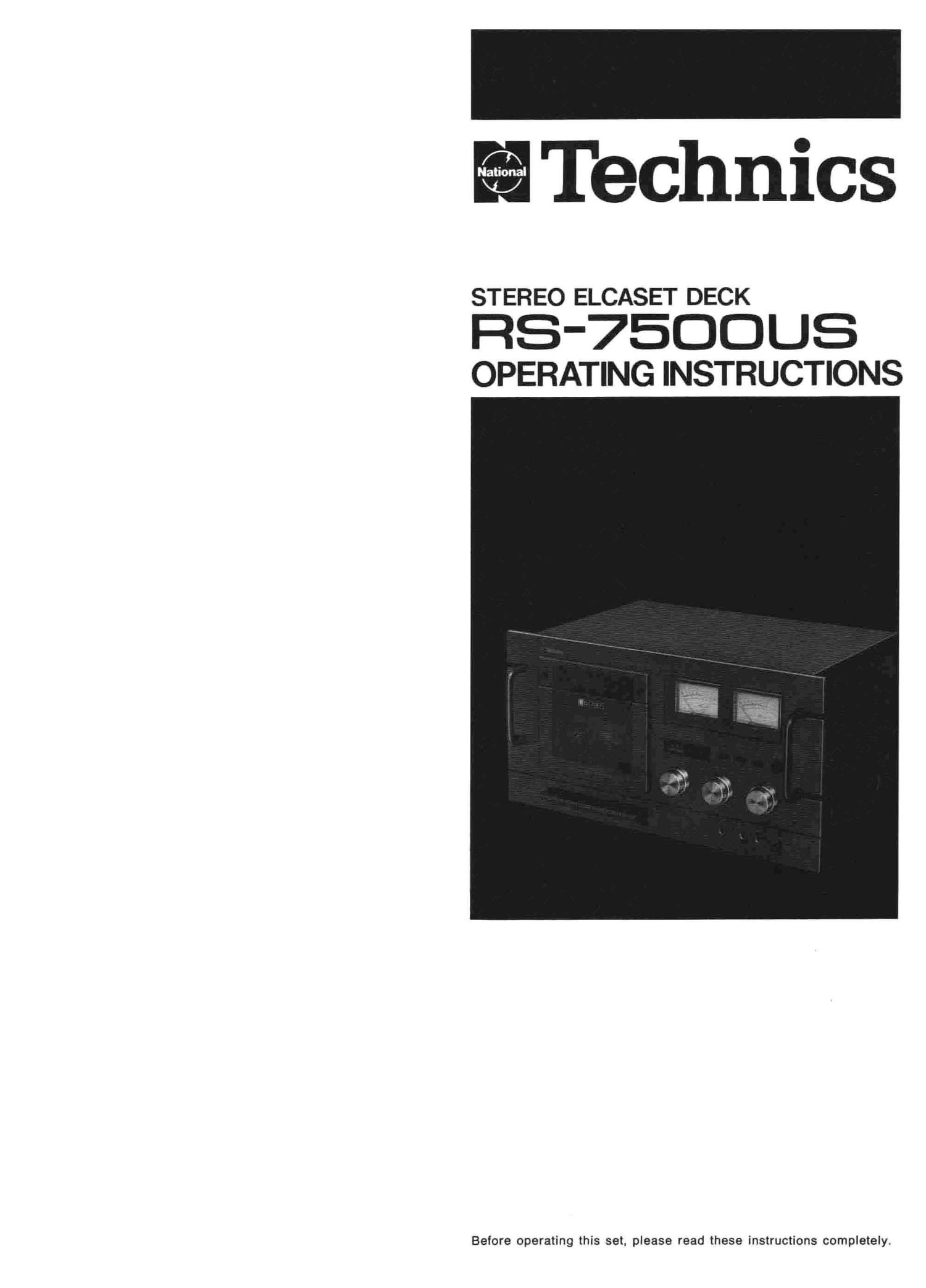 Technics RS 7500 US Owners Manual