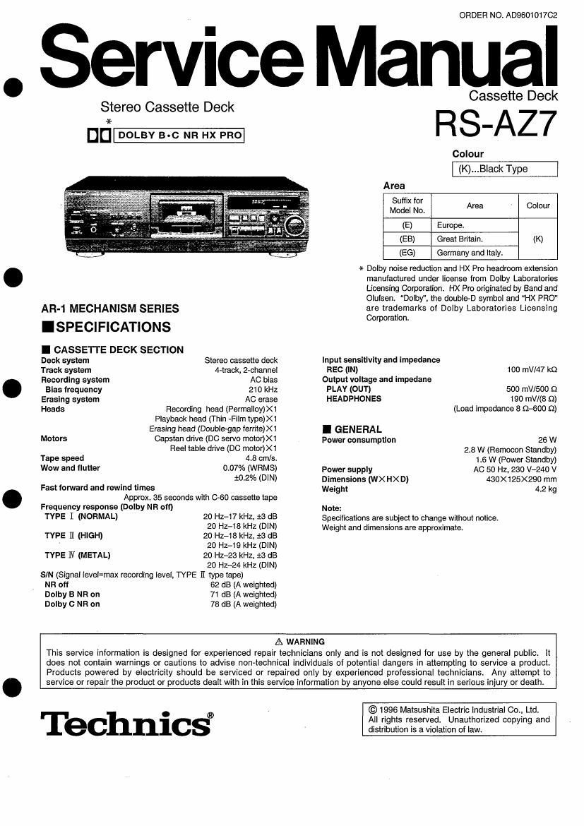Technics RSAZ 7 Service Manual