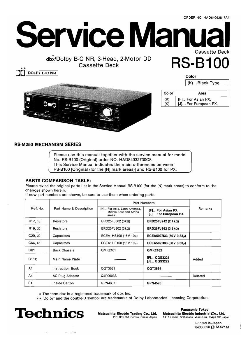 Technics RSB 100 Service Manual