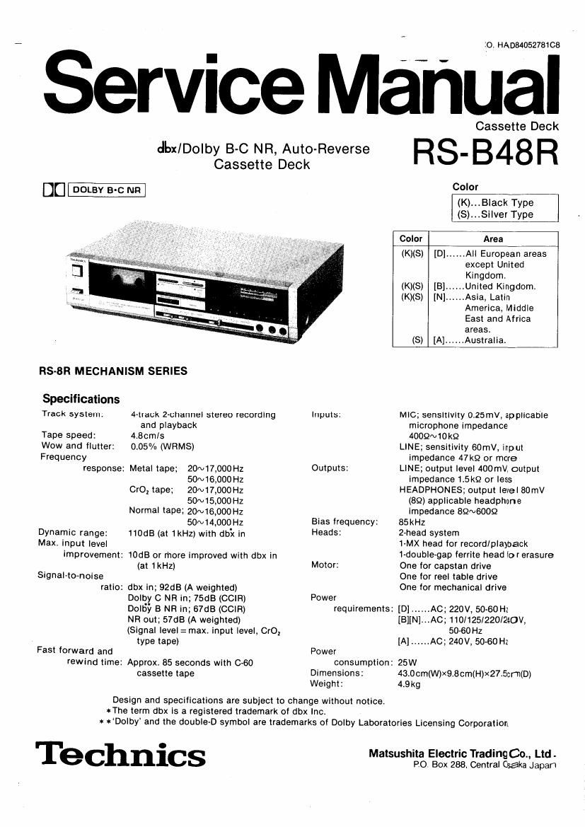 Technics RSB 48 R Service Manual
