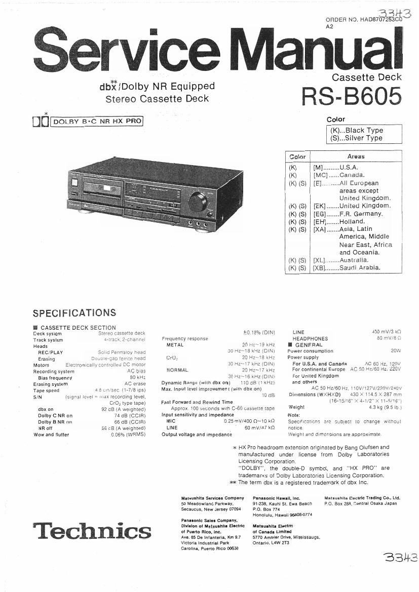 Technics RSB 605 Service Manual