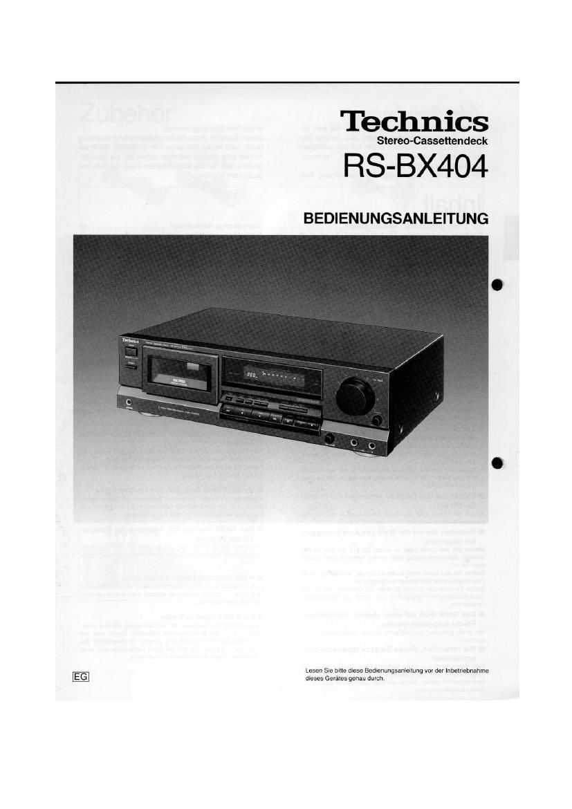 Technics RSBX 404 Owners Manual