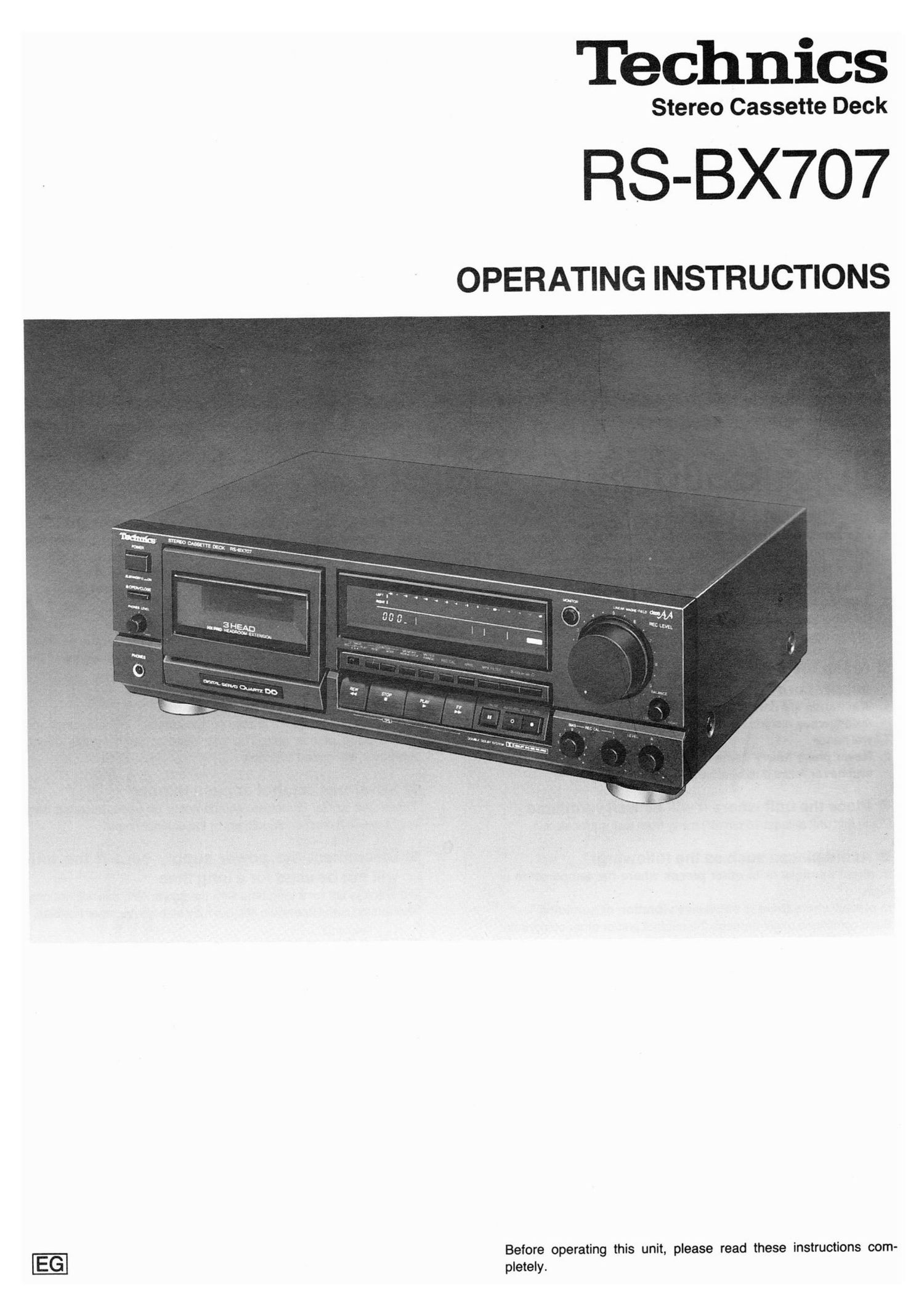 Technics RSBX 707 Owners Manual