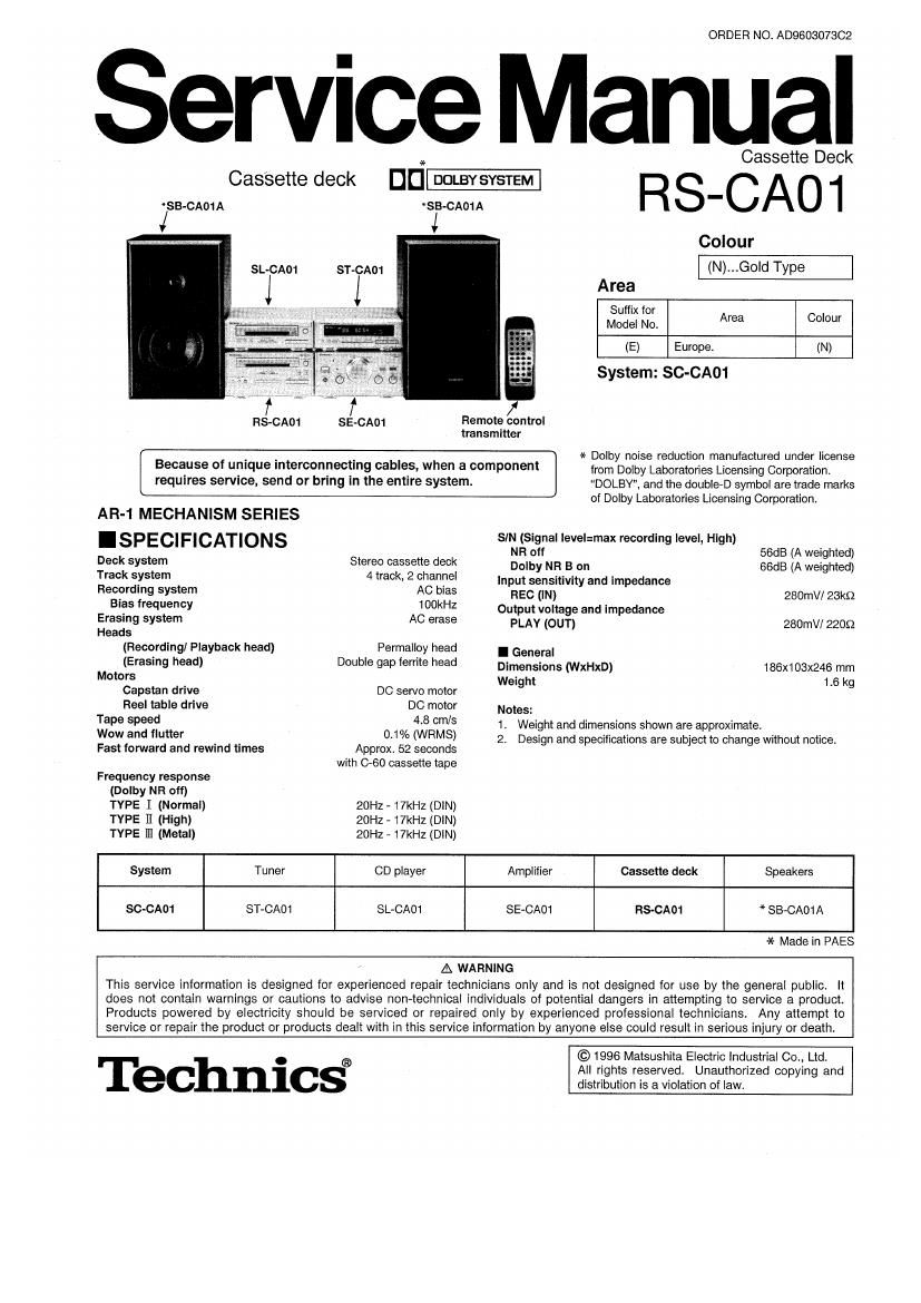 Technics RSCA 01 Service Manual