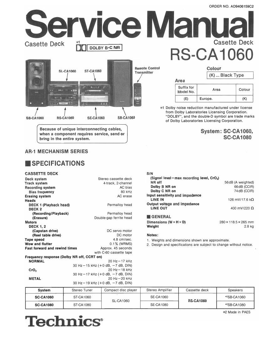 Technics RSCA 1060 Service Manual