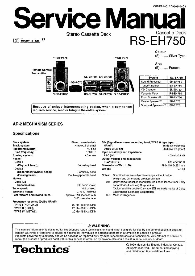 Technics RSEH 750 Service Manual