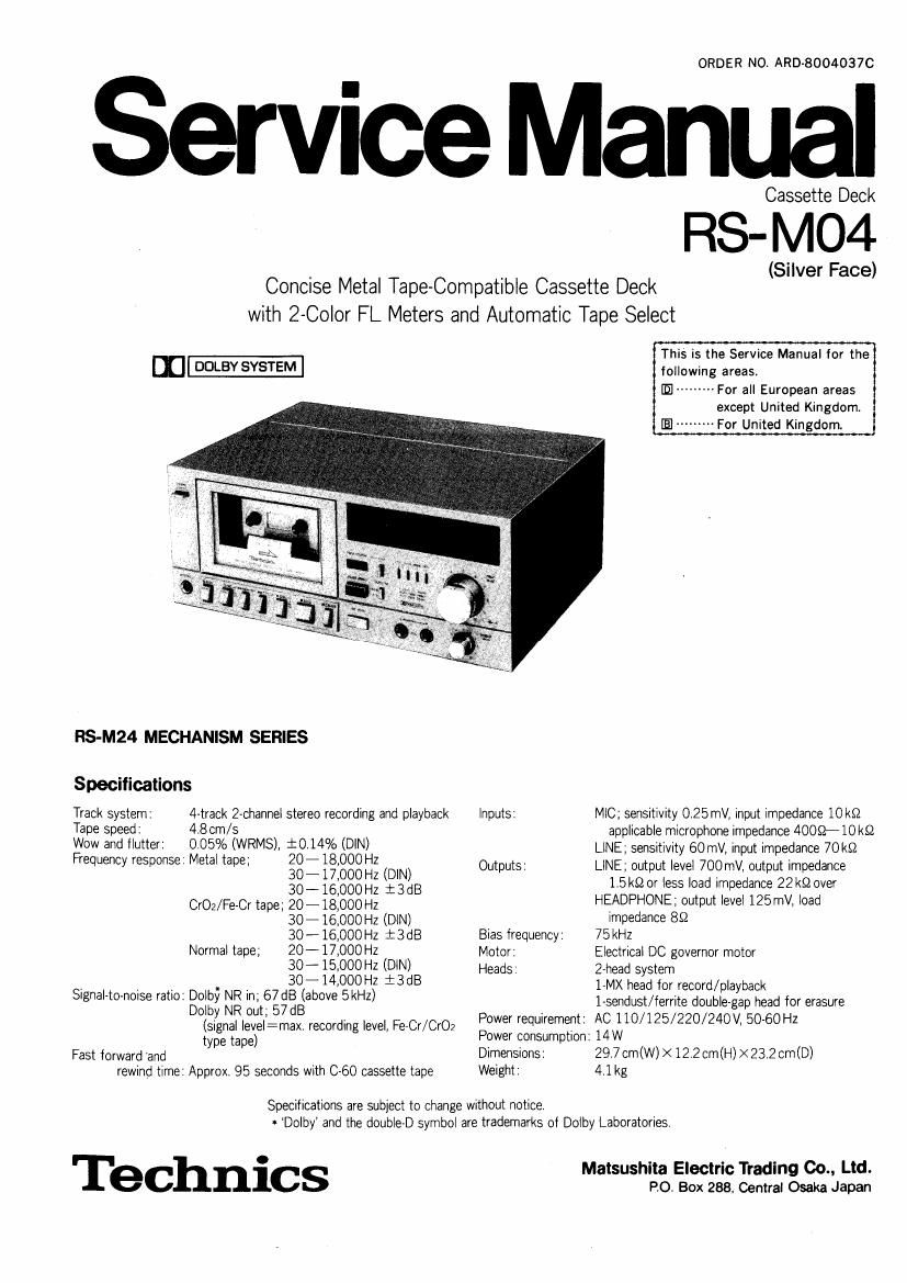Technics RSM 04 Service Manual