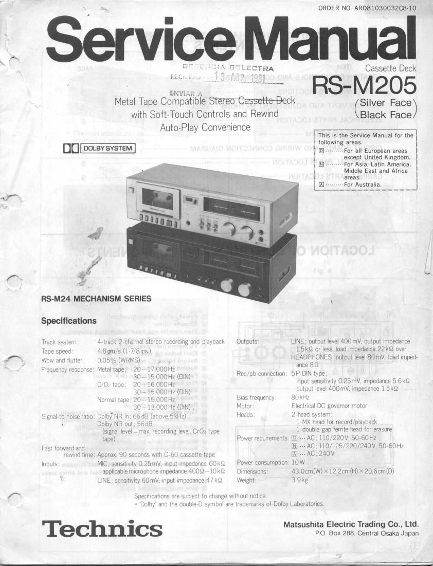 Technics RSM 205 Service Manual
