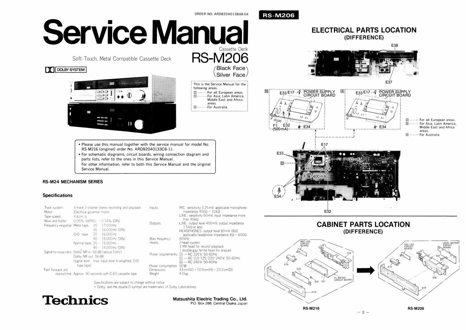 Technics RSM 206 Service Manual